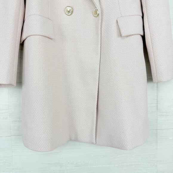 Zara Double Breasted Long Blazer Women S Pink Tailored Fitted Academia Tweed - Picture 6 of 16
